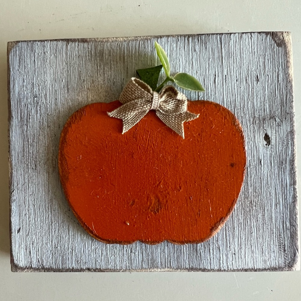 Fall decor with pumpkin and greenery 4.5 x 4 inches